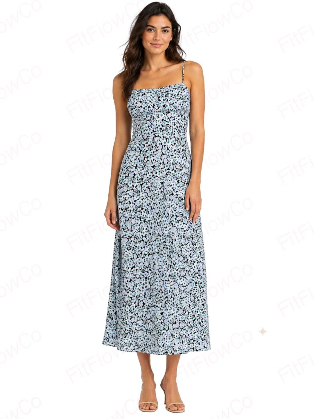 Madewell Stella Floral Midi Dress Size 14 NWT Sweetheart Ruched Blue